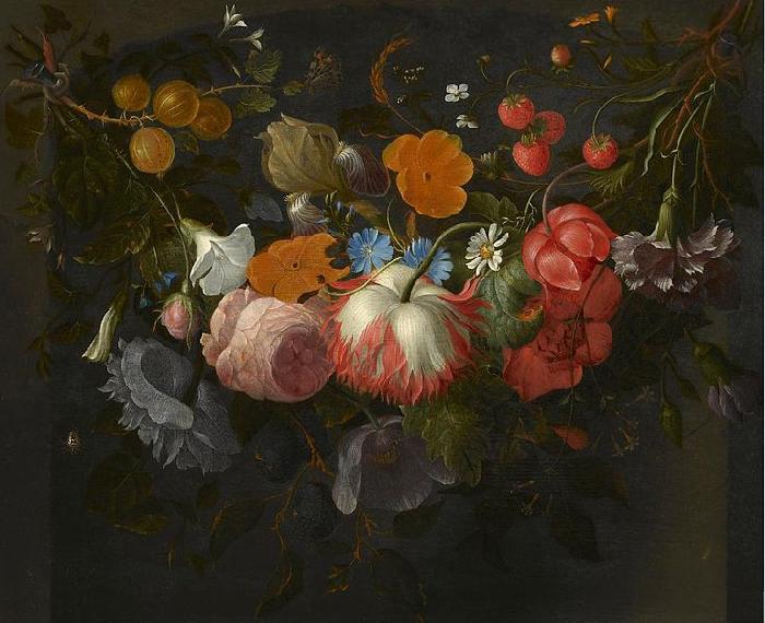 Pieter Gallis A Swag of Flowers Hanging in a Niche oil painting picture